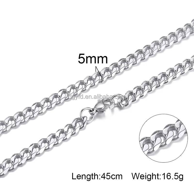 High Quality Stainless Steel Cuban Link Chain Necklace for Men Black Gold Silver Trendy Jewelry Gold Plating Chain