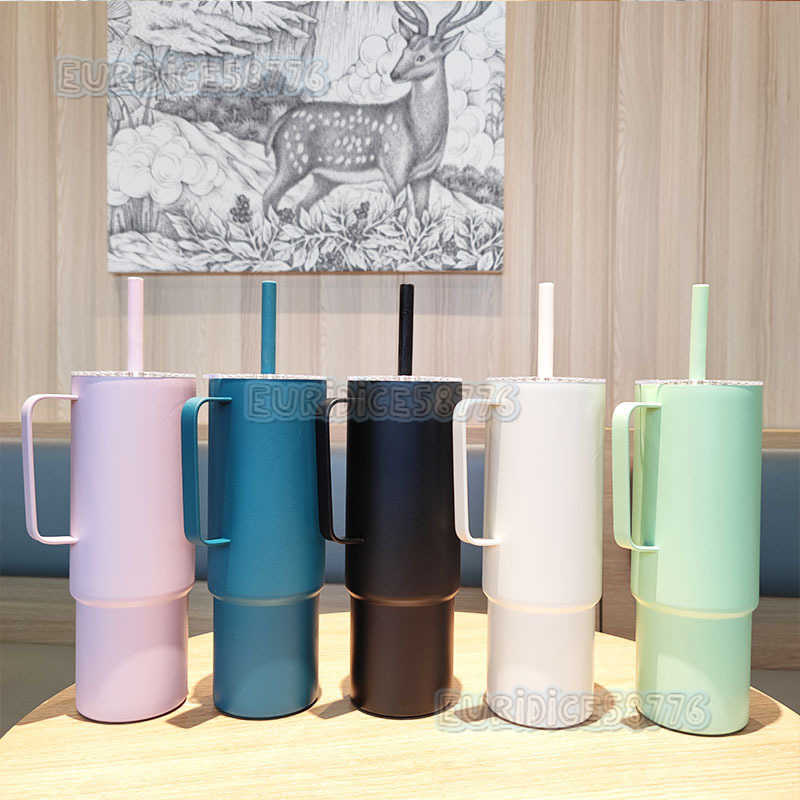 Handle Ice Cup 304 Stainless Steel Large Capacity Insulated Cup Outdoor Car Cup with Straw H250911