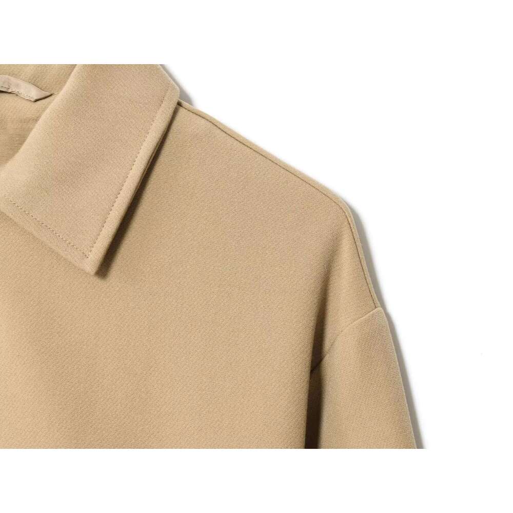 Bsk&Traf2025 Autumn New Women's Casual Fashion Simple Temperament Loose Lapel Long Sleeve Zipper Puff Jacket