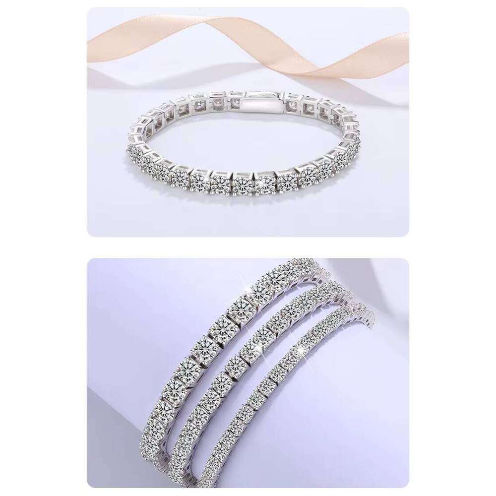 Drop Shipping Sier Plated Gold Moissanite Tennis Bracelet Hand Jewelry Wholesale for Men and Women