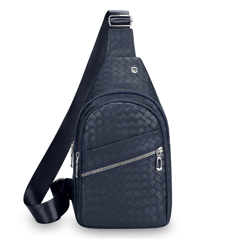 Men S Chest Bag New Woven Luxury Bag Texture PU Leather Free Shipping Chest Bag Men S Outdoor Casual Designer Bag Sports Crossbody Bag