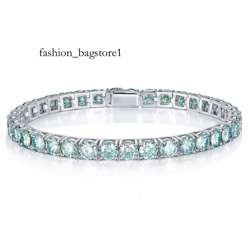 4mm Blue Classic Sier Women Tennis Chain Moissanite Jewelry Bracelet