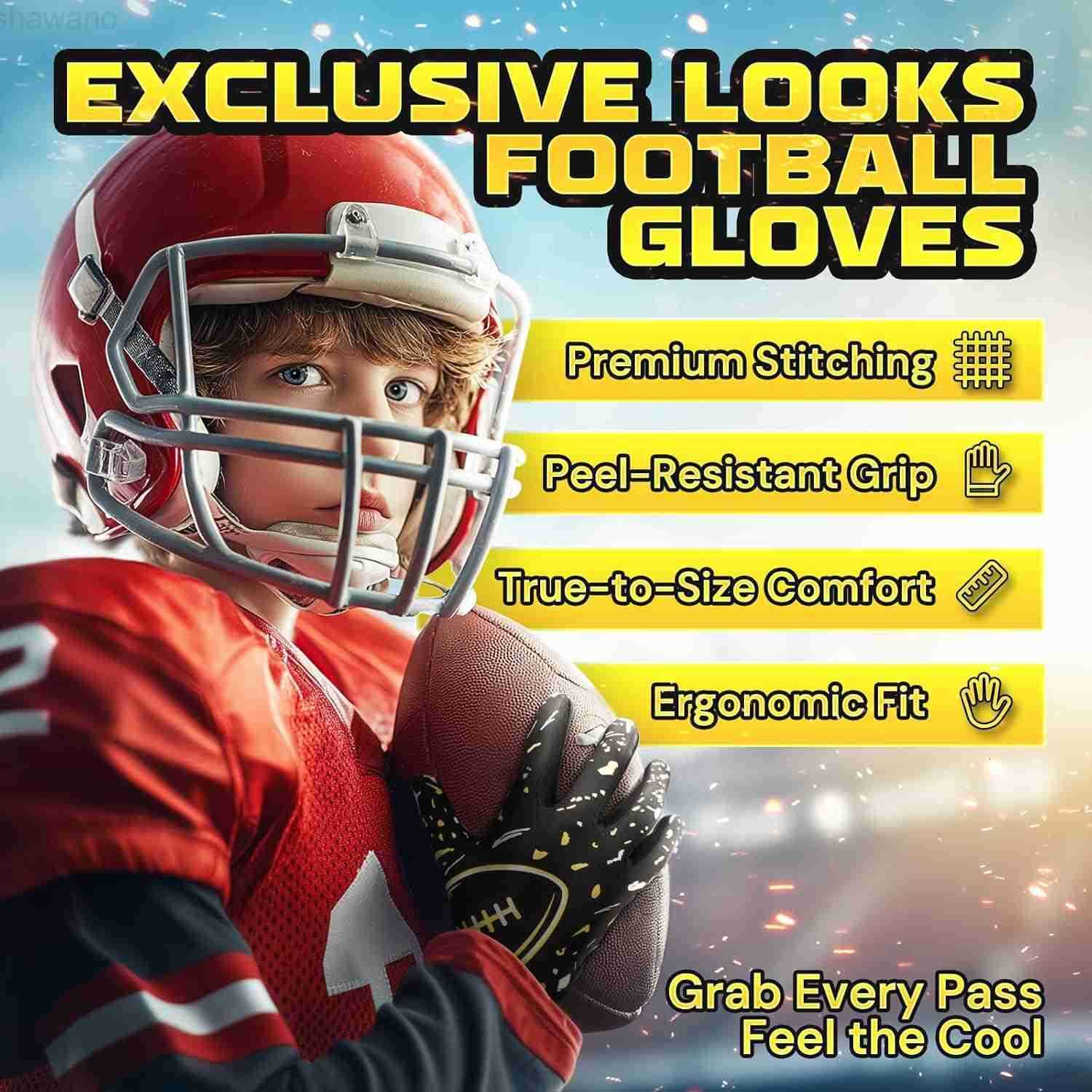 Youth Football Gloves Kids Sticky Receiver Gloves Grip Football Glove for Boys GirlsW250911