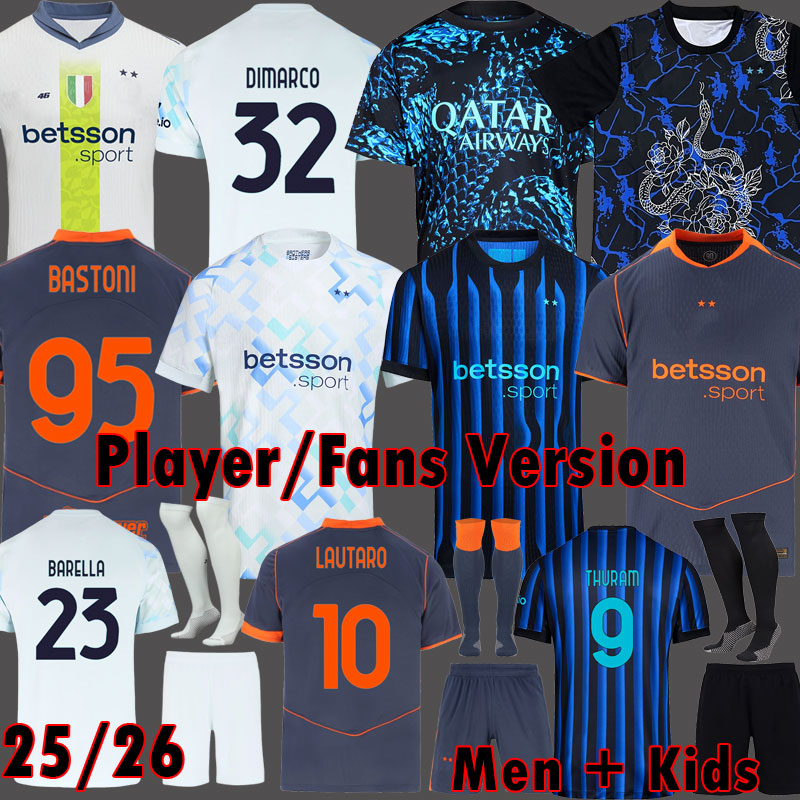 2025 2026 Inter Milanss soccer jerseys rMilan LAUTARO THURAM ROSSI I Nerazzurri MiIan Kits BARELLA 25 26 27 La Beneamata Shirts DIMARCO Kids Special VR46 shirt