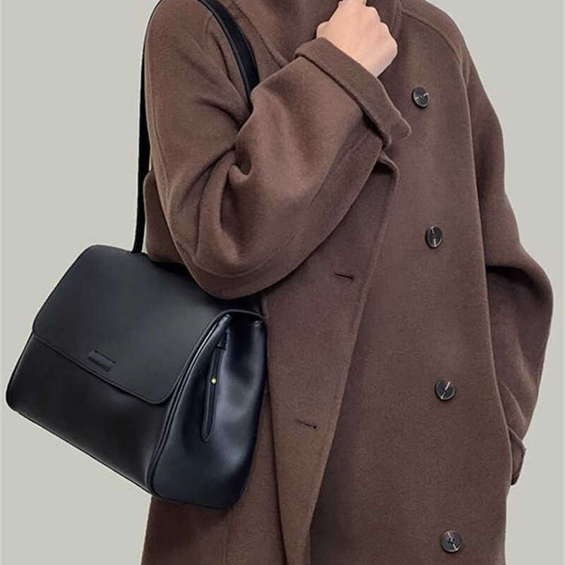 Genuine Leather Women's High-end Handbag Shoulder Cowhide Simple Fashion Large Capacity Versatile Crossbody Bag New Model