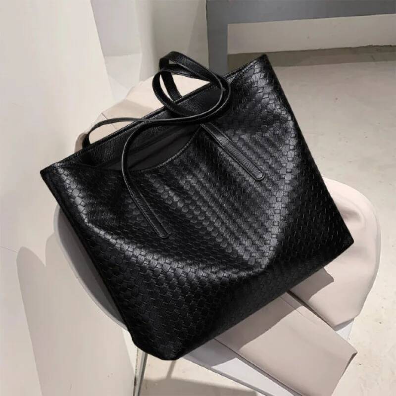 Mom's Outward Handbag New Fashionable Large Capacity Tote Shopping Big Bag Woven Commuter Single Shoulder Armband