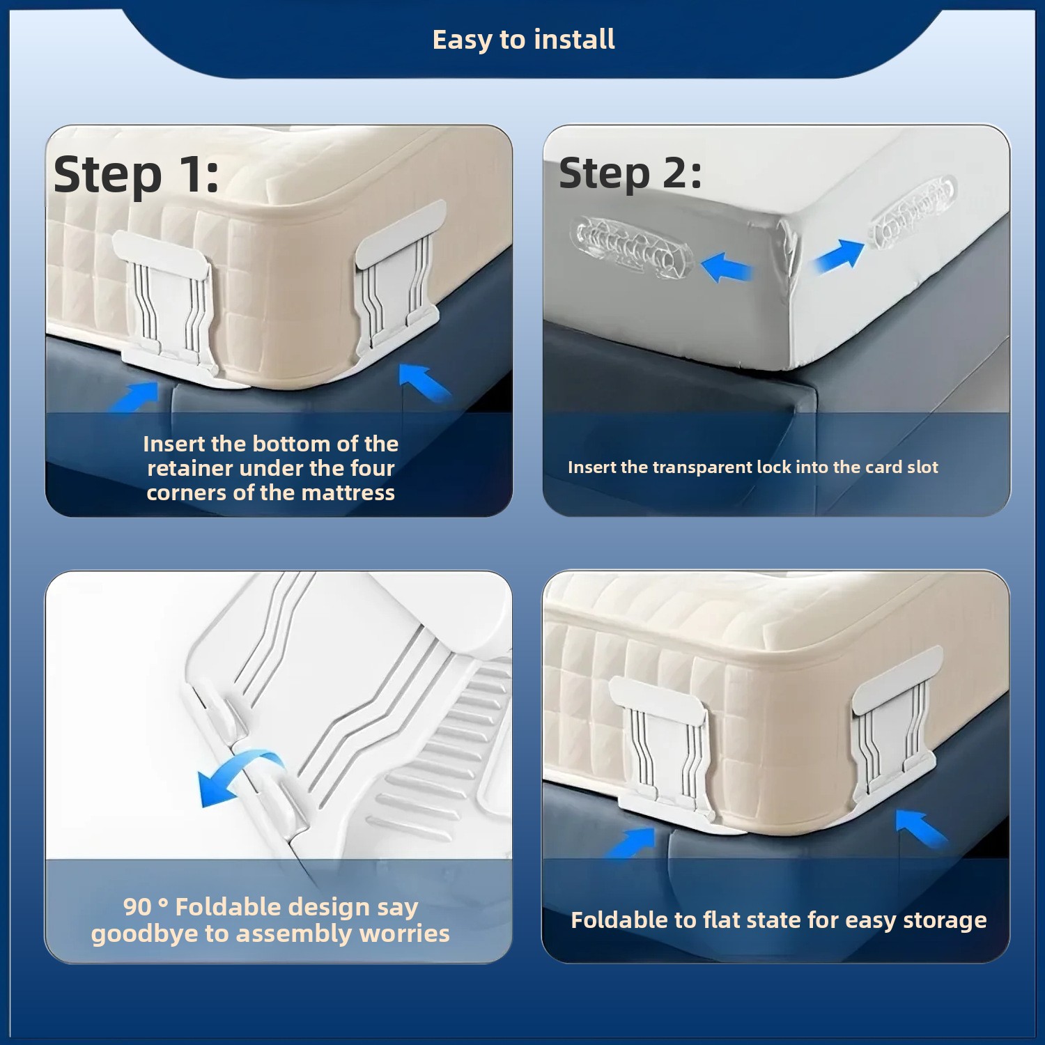 Premium Anti-Slip Bed Sheet Fixer - Universal for All Mattresses No-Pin Trace-Free Easy Setup Secures Sheets Blankets Prevents Shifting-S70