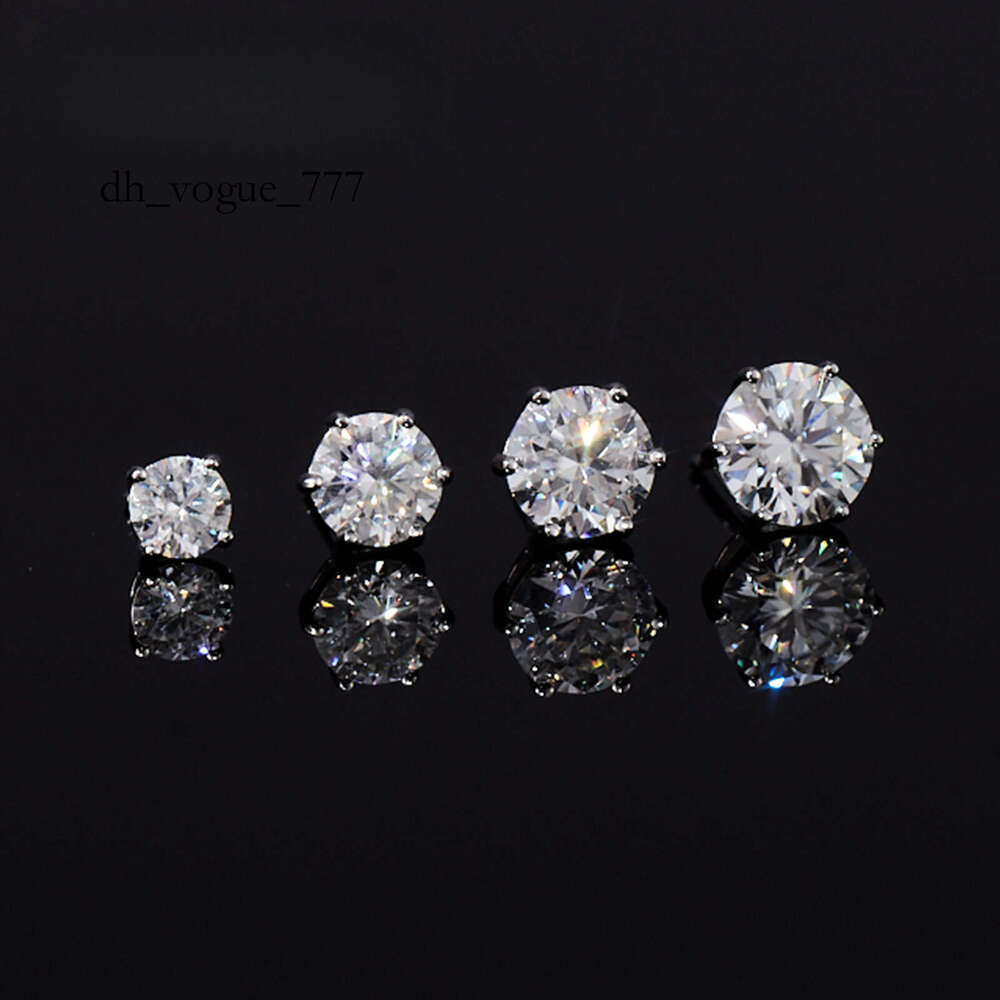 Round Cut VVS Moissanite Hip Hop Style Iced for Men Women Pass Dia Tester S Six Claw Stud Earrings