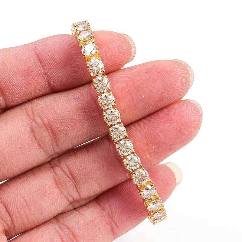 Trendy Moissnaite Jewelry Sterling Sier Dia champagne Moissanite Tennis Bracelet for Men Women