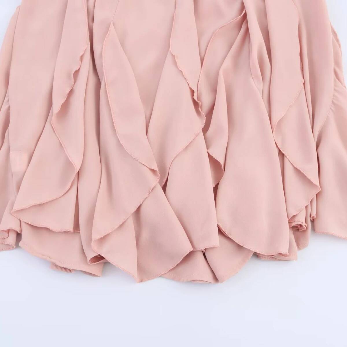 Women's Ruffled Mini High Elastic Waist Asymmetric Hem Spring and Summer New Casual Slim Chic Short Skirt dongdumaoyi
