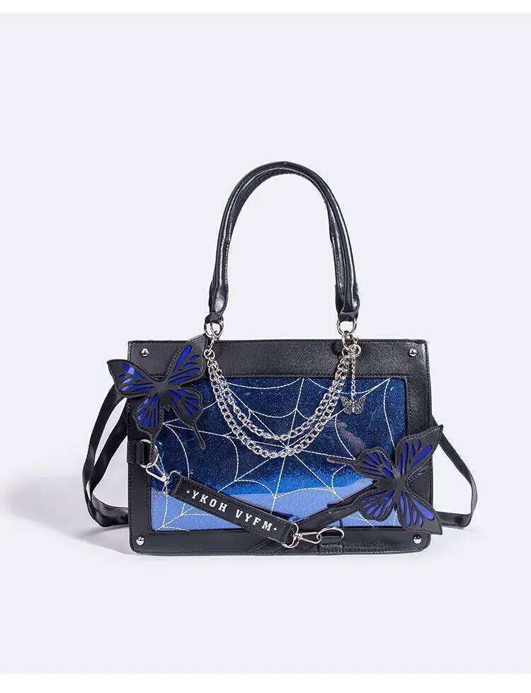 Sweet Y2k Lolita Butterfly Chain Shoulder Bags Trendy Gothic Haruku Ita Bag Japanese Chic Women Transparent Handbags Crossbody