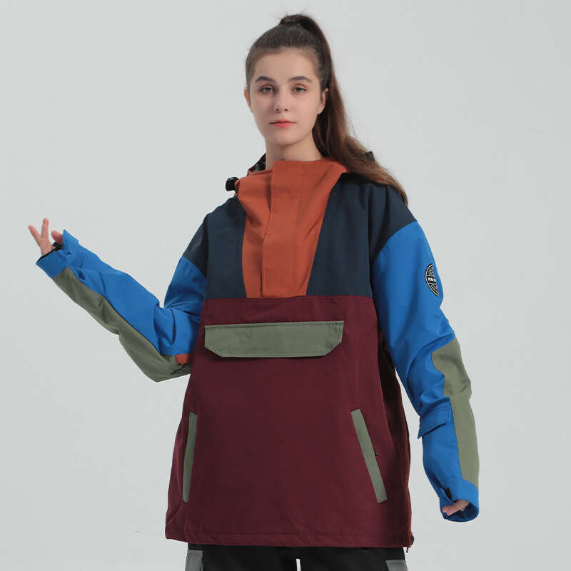 New Ski Suit Female Color Contrast Outdoor Sports Double Board Warm Wind Waterproof