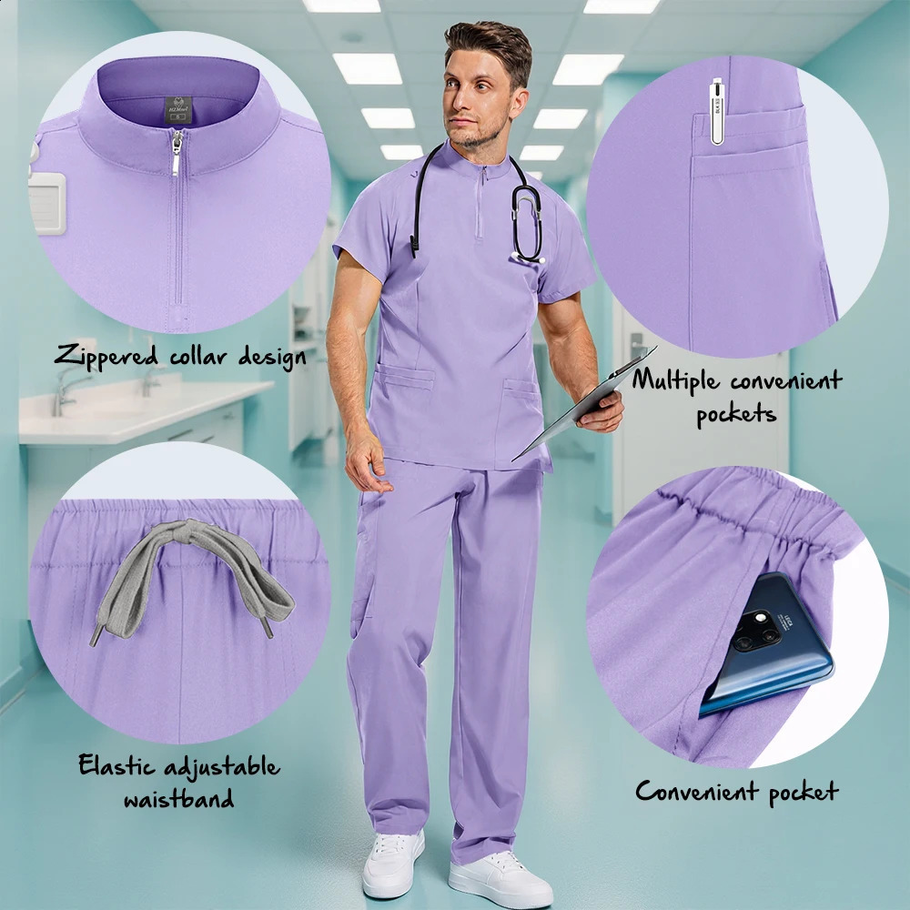 Nursing Scrubs Set AntiWrinkle Gown Wholesale Hospital Scrub Top Doctor Nurse Special Scrub Uniform Men Women 250910