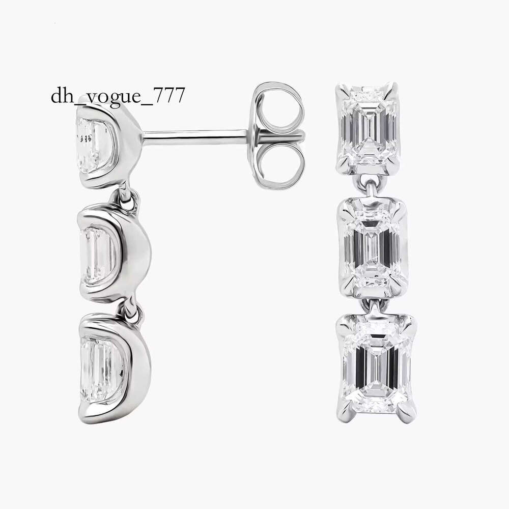 Elegant Sterling Round Moissanite Dangles Classic Sier Droop Earrings with