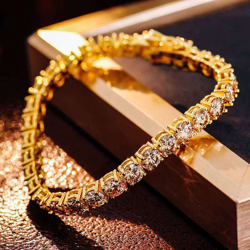 Trendy Moissnaite Jewelry Sterling Sier Dia champagne Moissanite Tennis Bracelet for Men Women