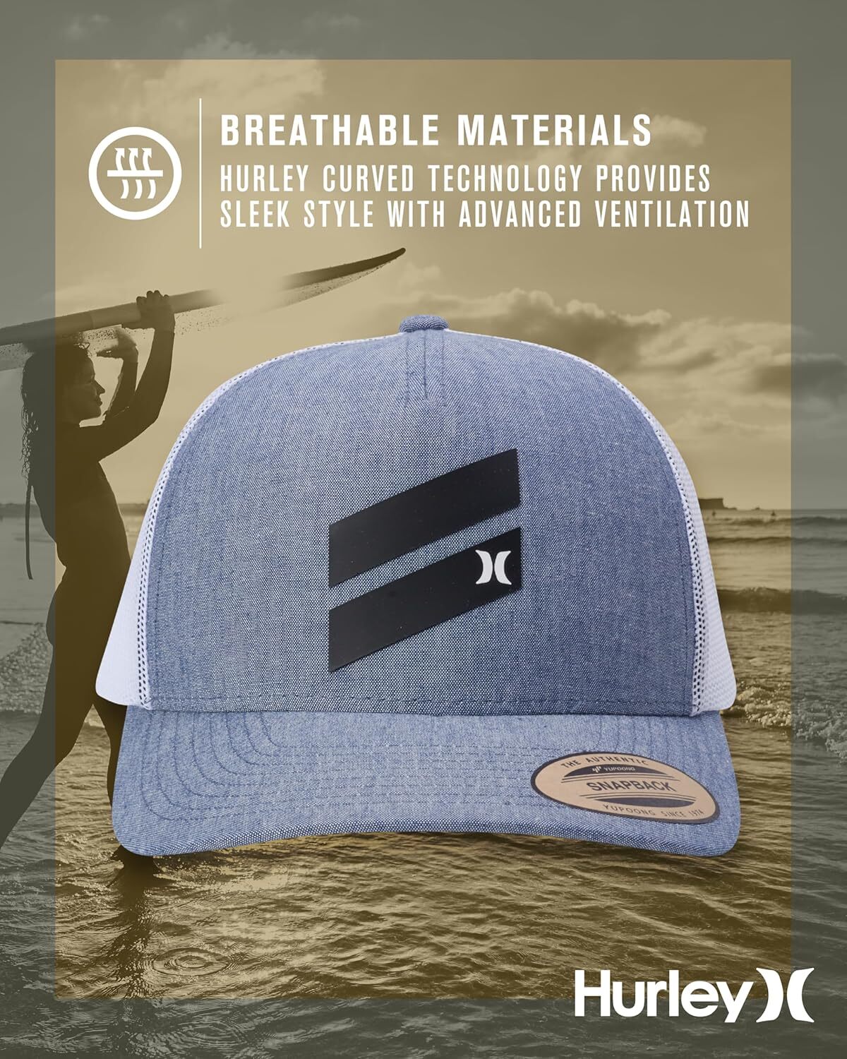 Mens Trucker Hat - Lightweight Breathable Poly Mesh Back Curved Bill Baseball Cap with Adjustable Snap Closure