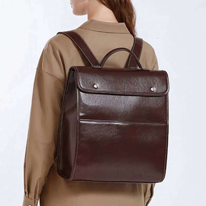 Women's Backpack Vintage Genuine Leather Girls School Bag Large Capacity Student Laptop Bags Cowhide Handbags Women Backpacks 250911