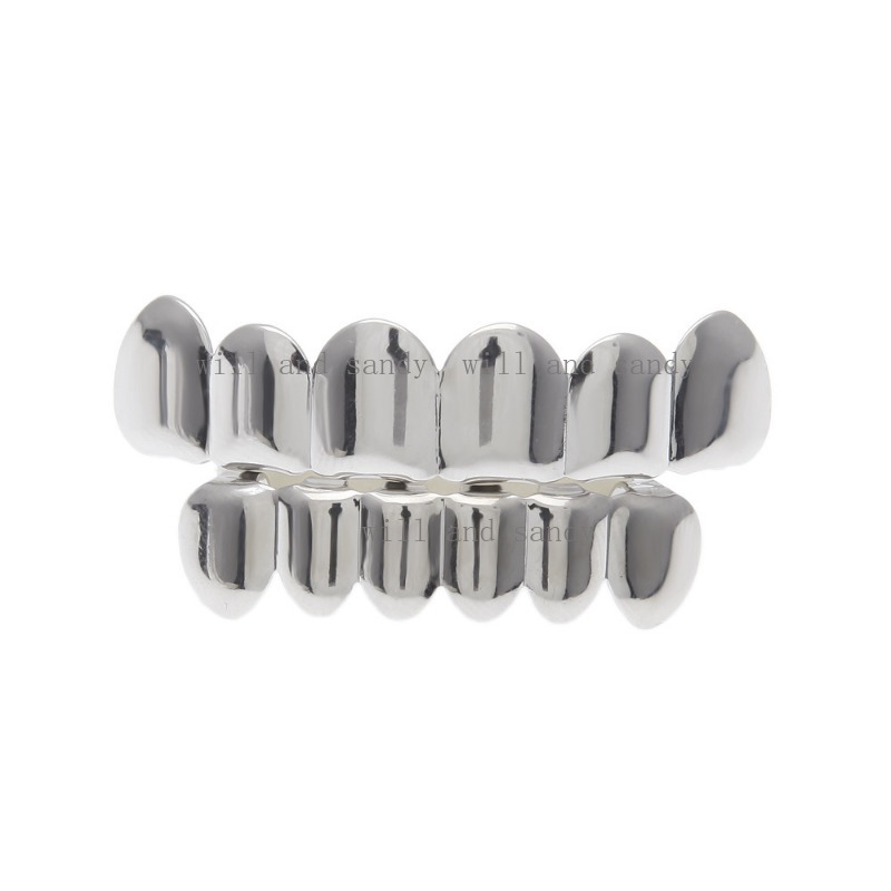 18K Gold Filled Teeth Grillz Glaze Cubic Zirconia Diamond Top Bottom Grillz Teeth Hip Hop Grills Miami Bling Fine Jewelry for Men Body Jewellry