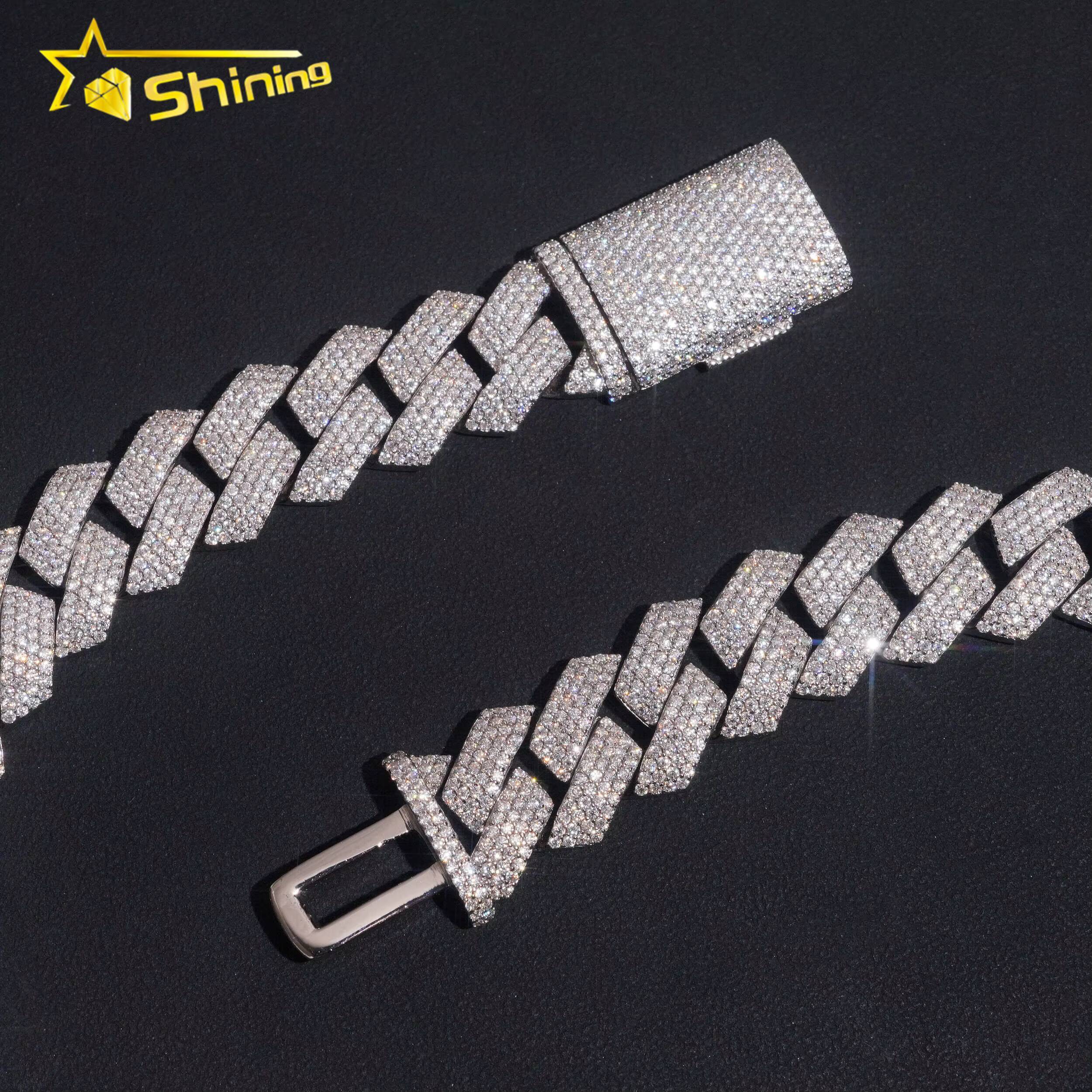 Hip Hop Jewelry 18mm 4 Rows Chain 925 Sterling Silver GRA Certificate Iced Out Necklace Moissanite Cuban Link Chain
