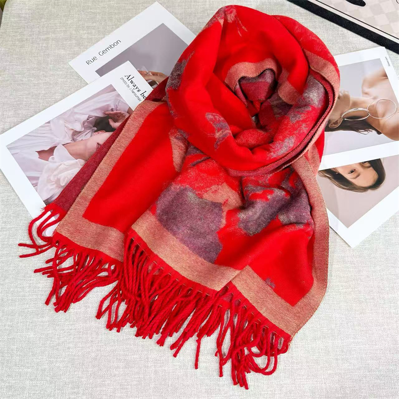 Free shipping Designer Scarves fashion light luxury double-sided scarf for women autumn and winter new style elegant thick warm soft long scarf shawl