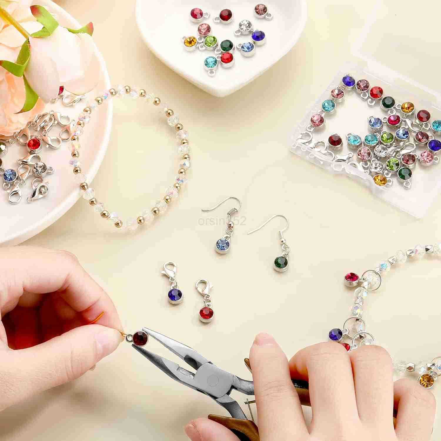 120 Pcs Birthstone Charms for Jewelry Making Handmade DIY Crystal Birthstone Beads Bling Round Charms Enamel for Birthday Christmas Jewelry MakingW250
