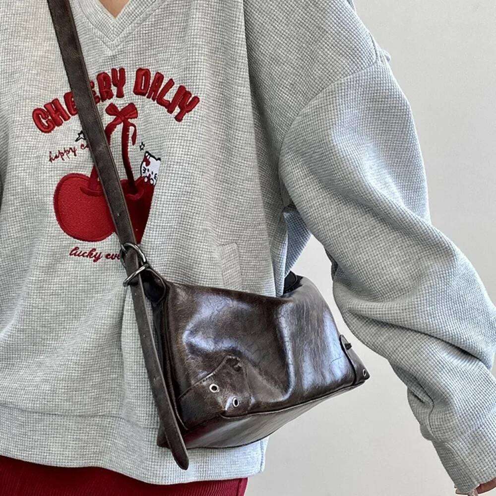 Pu Leather Retro Women's Underarm Cool Y2k Girls Vintage Small Shoulder Bags Simple Female Crossbody Bag Handbags Purse