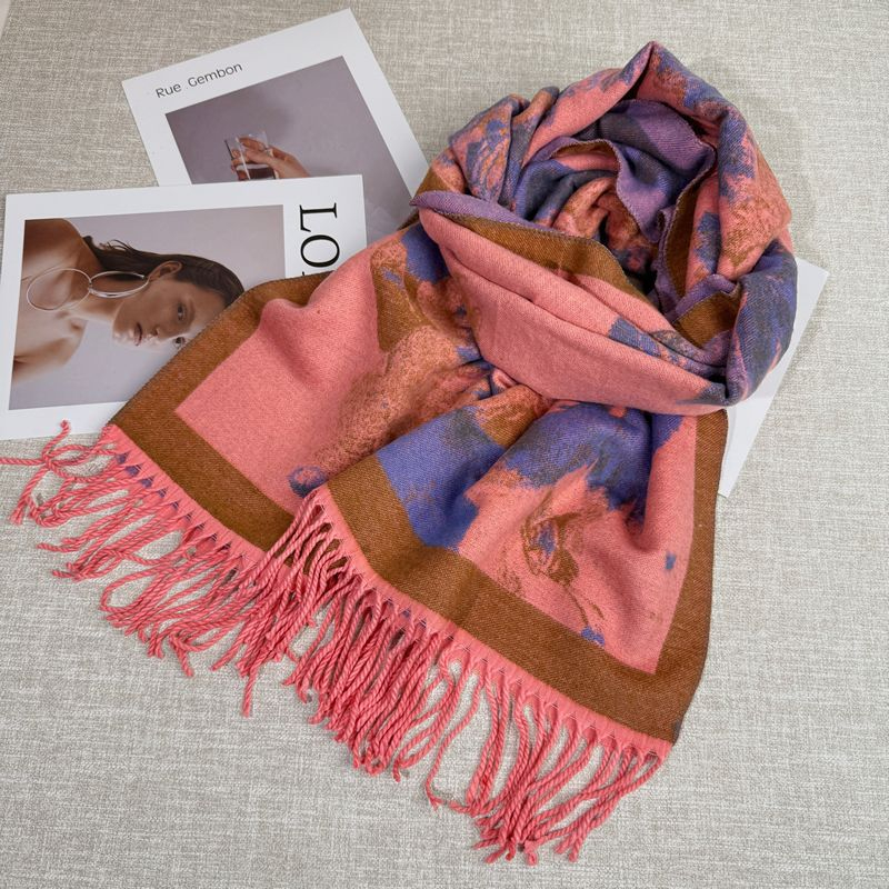 Free shipping Designer Scarves fashion light luxury double-sided scarf for women autumn and winter new style elegant thick warm soft long scarf shawl