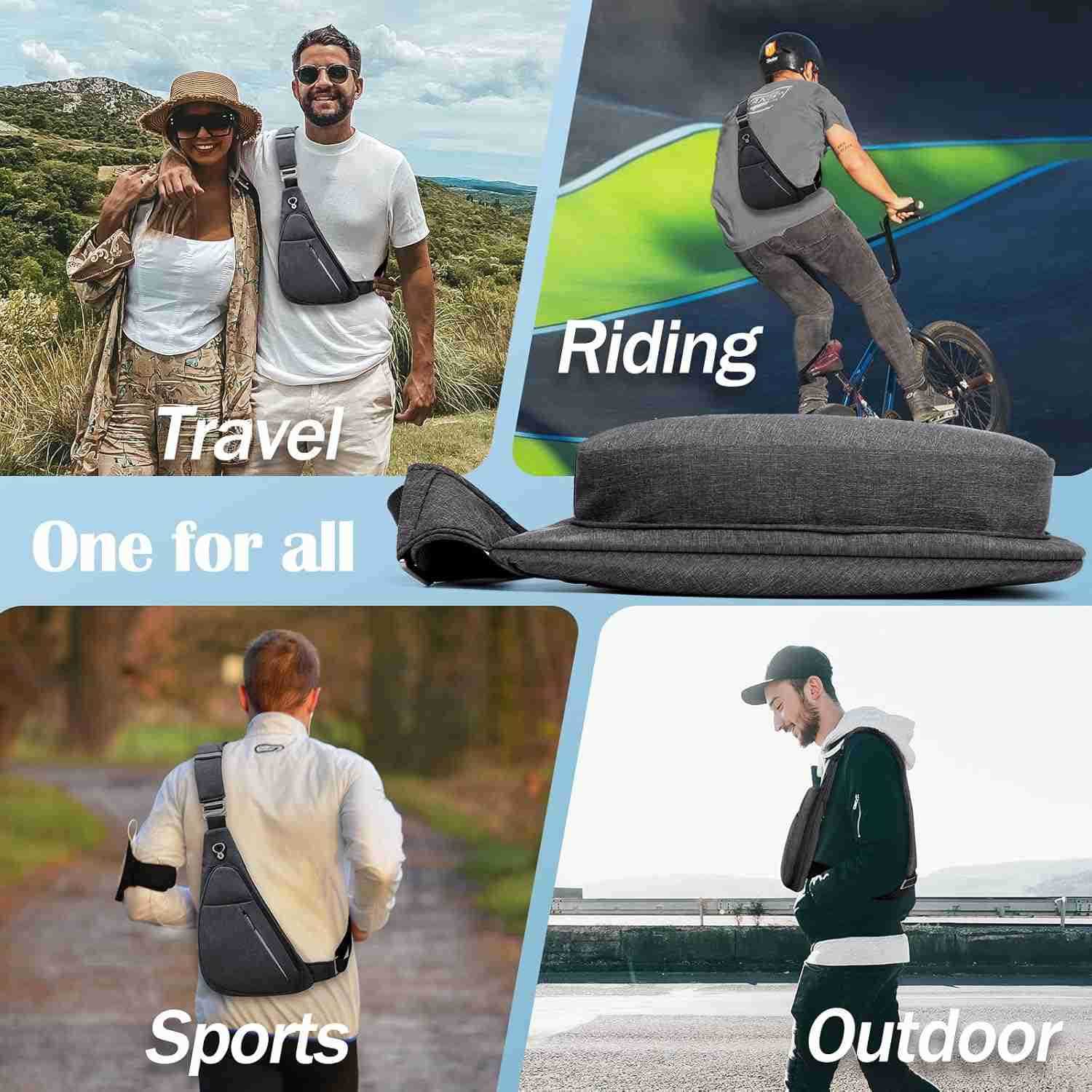 Crossbody Bag AntiTheft Lightweight Casual Shoulder Backpack Sling Chest Bag Belt Rucksack for Travel Bicycle SportW250911
