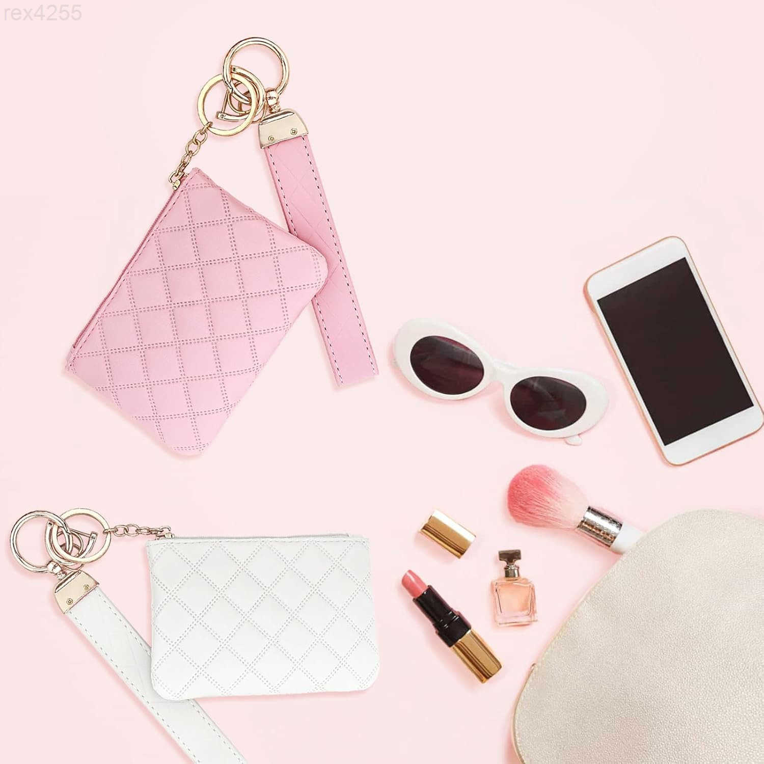 Keychain for Women Leather Wallet Bracelet Car Key Chain Mini Coin Purse Wrist Chain for WalletsW250911