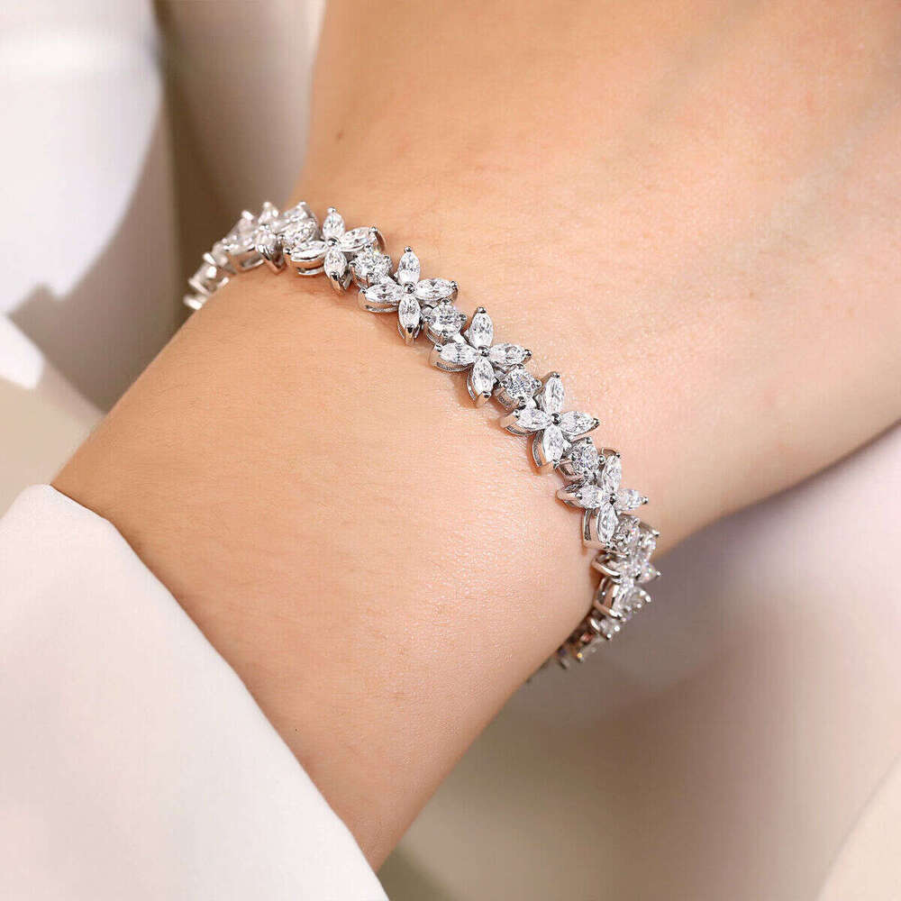 Ladies Fine Jewelry Dia Vvs Moissanite Bracelet Sier Bracelets Women