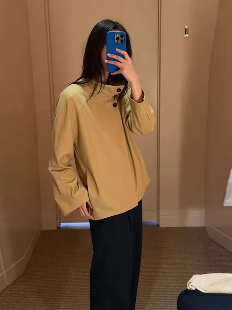 Tidalyf Women Casual WindbreakerHigh Neck Long Sleeves Windproof Warm Elegant for AutumnWinter DailyCommute Wear 250911