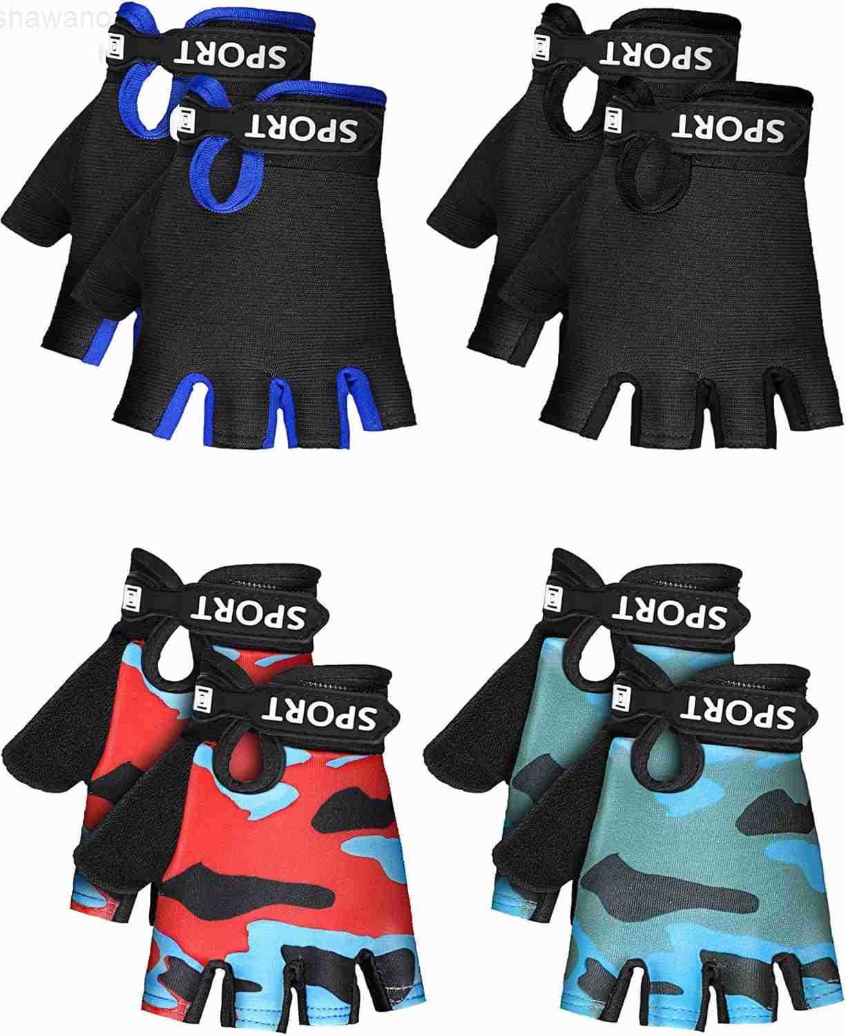 4 Pairs Kids Half Finger Cycling Gloves Non Slip Sports Gloves for Summer Outdoor Sports ChildrenW250911