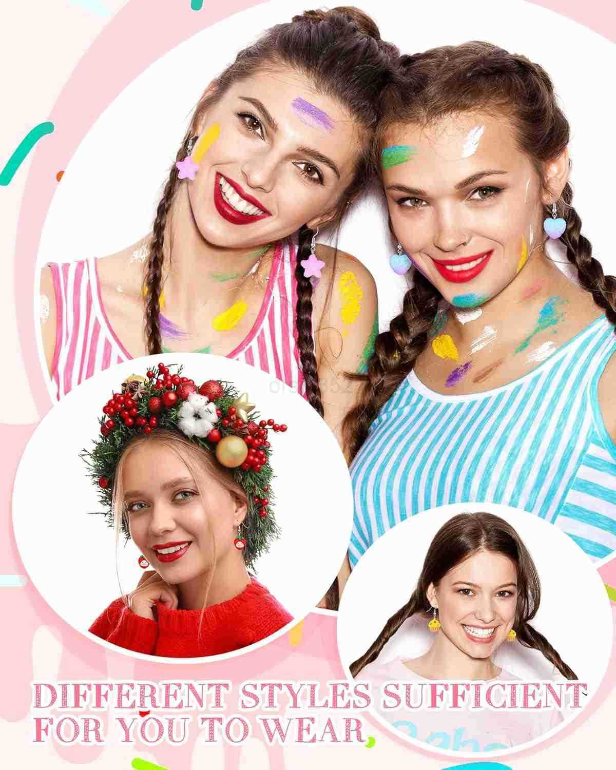 20 Pairs Cute Weird Earrings Funny Dangle Drop Earrings for Women Include Gummy Candy Bear Milk Goldfish Cartoon Fruits Flowers Animals for BirthdayW2