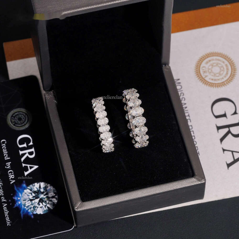 Sterling Sier Full Oval 5MM Moissanite Finger Ring Classic Wedding Engagement Fine Jewelry Gift for Women