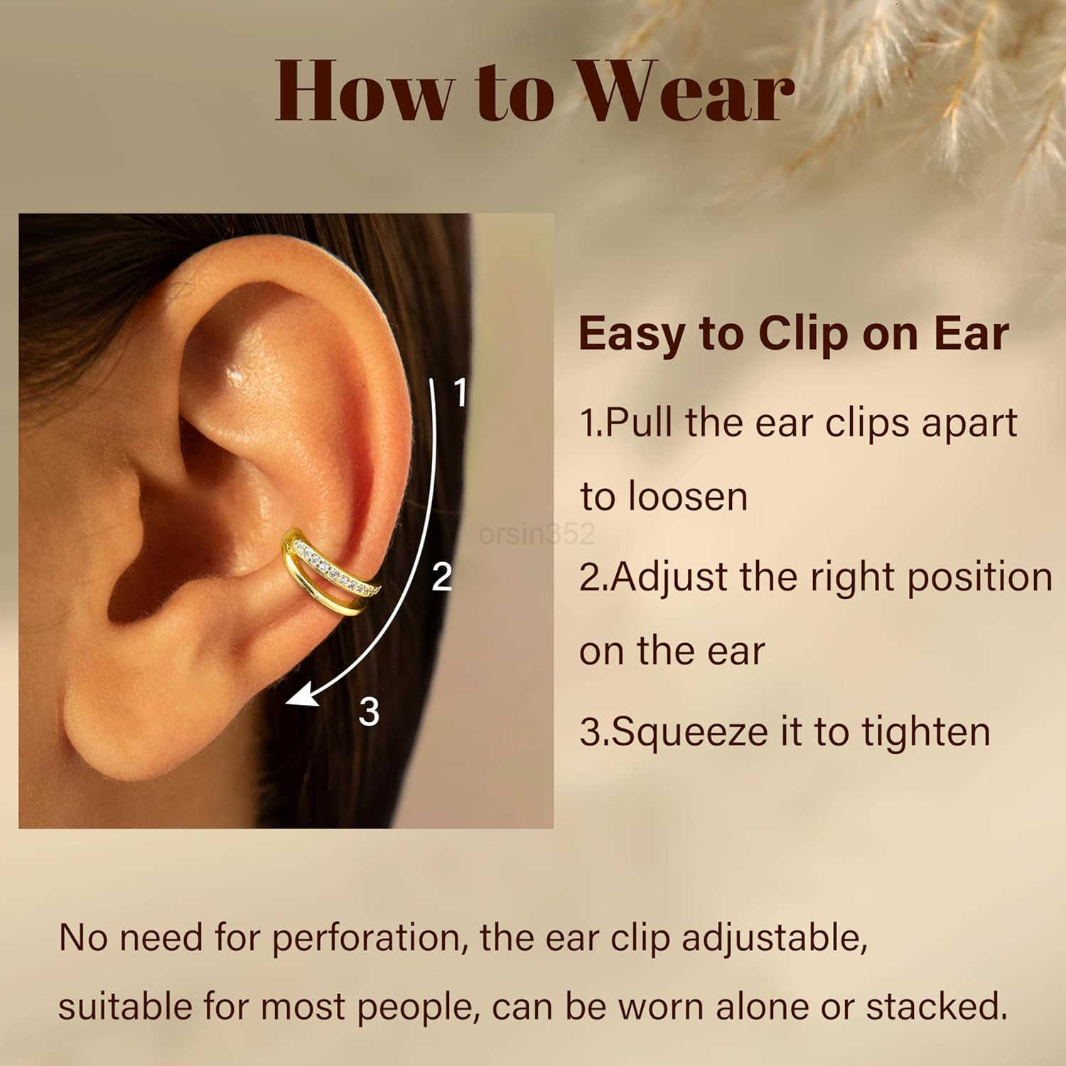 Ear Cuff Earrings for Women 14K Gold Plated Ear Cuffs Non Piercing Clip on Cartilage Earring Trendy Fake Earrings Hypoallergenic Huggie Hoop Clip Cuff
