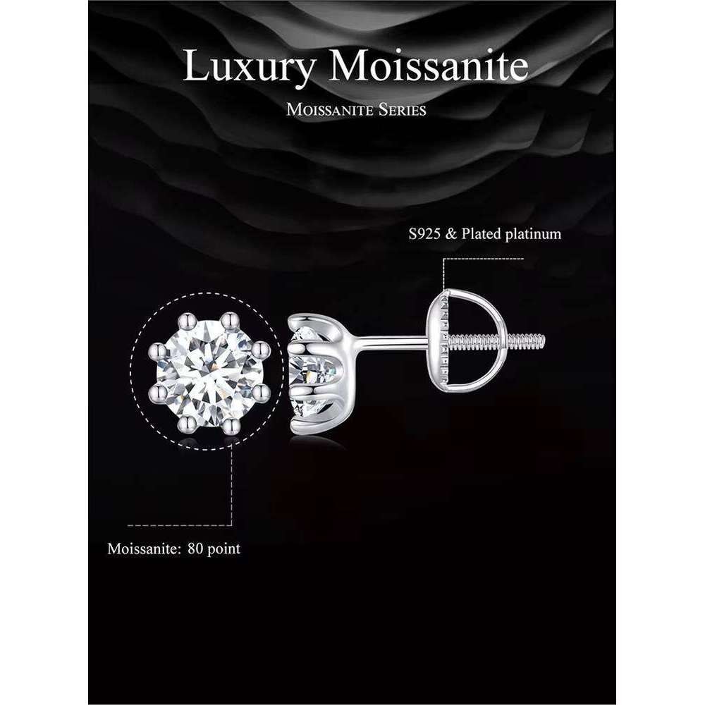 Sterling Sier Moissanite Jewelry Dia Earrings 0.8ct 6mm Round Brilliant Cut Designs Beautiful Earring for Women