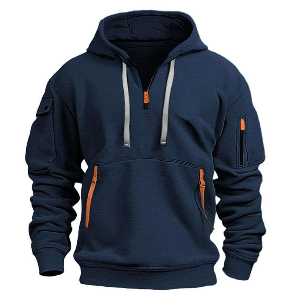 Cross-Border New Large Size Spring and Autumn Sweatshirt Hoodie Zipper Multi-Pocket Pullover Men's Sports Casual Jacket