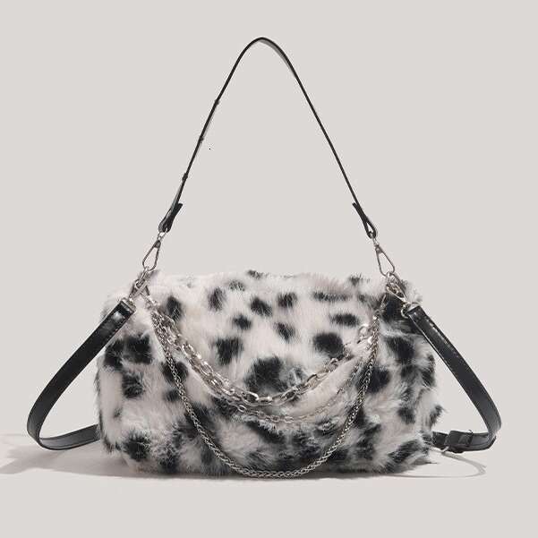 Fashion Leopard Print Underarm 2025 New High-end Chain Designer Bags Crossbody Bag Plush Single Shoulder Women