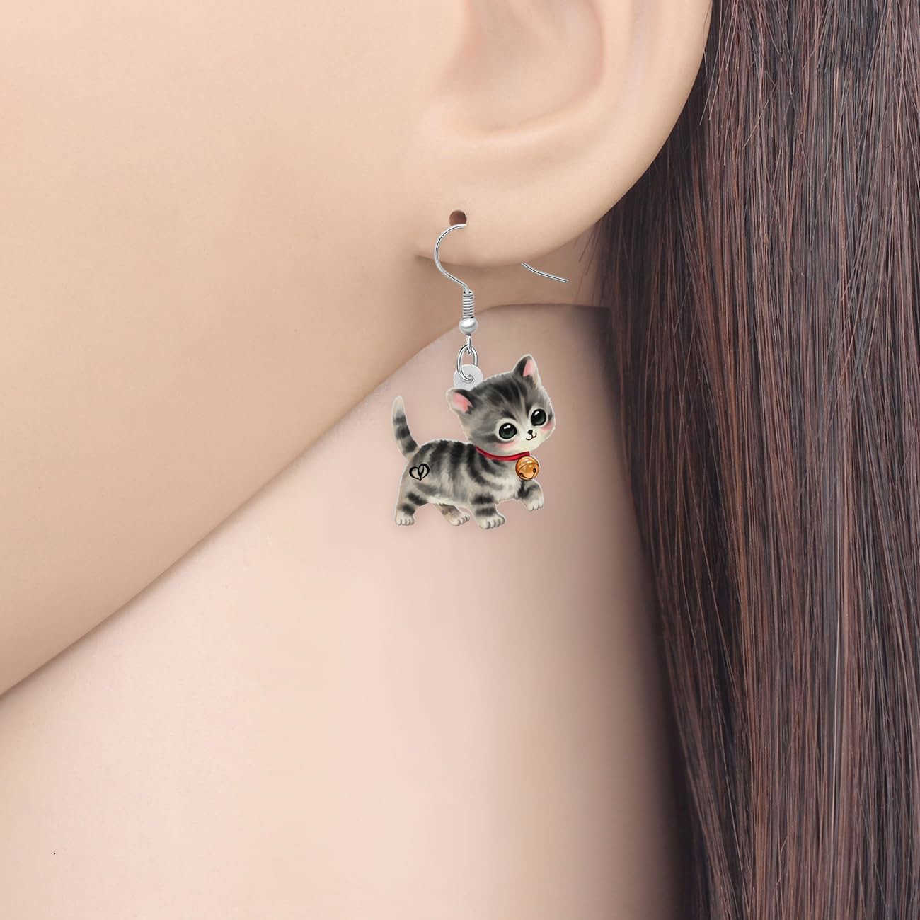 Lovely Cute Black Acrylic Dangle Cat Earrings for Women Kitten Jewelry Gifts Funny Sensitive Ears Hypoallergenic CharmsW250911