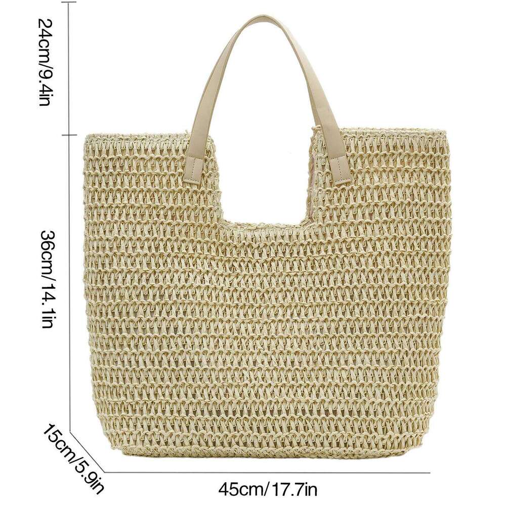 Green Design Straw For Women 2023 New Large Capacity Beach Summer Handmade Rattan Woven Shoulder Bag Female Handbag