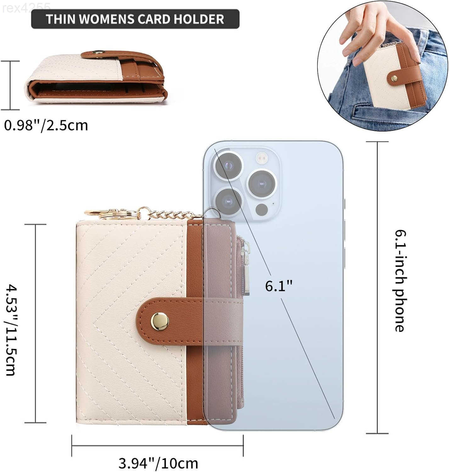 Slim Wallet for Women RFID Blocking Credit Card Holder Bifold Wallet with Zipper Coin Pocket ID WindowW250911