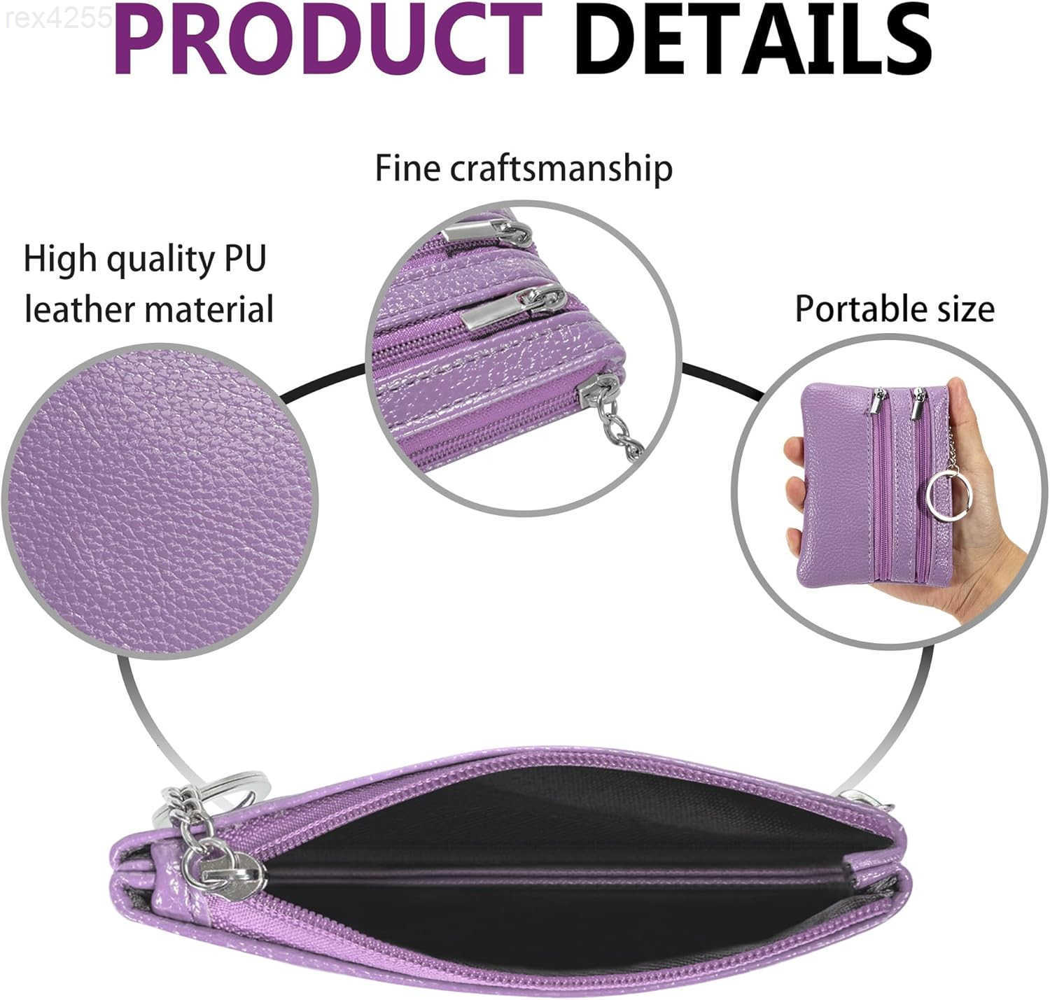 2 Pack Coin Purse Pouch Change Card Holder Small Wallet with Keychain for Women and Men Light Purple Light PurpleW250911