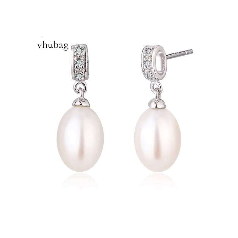 KAMMY 8-8.5mm Freshwater Pearl Fashion Designer Sier Moissanite Vintage Drop Earrings for Women