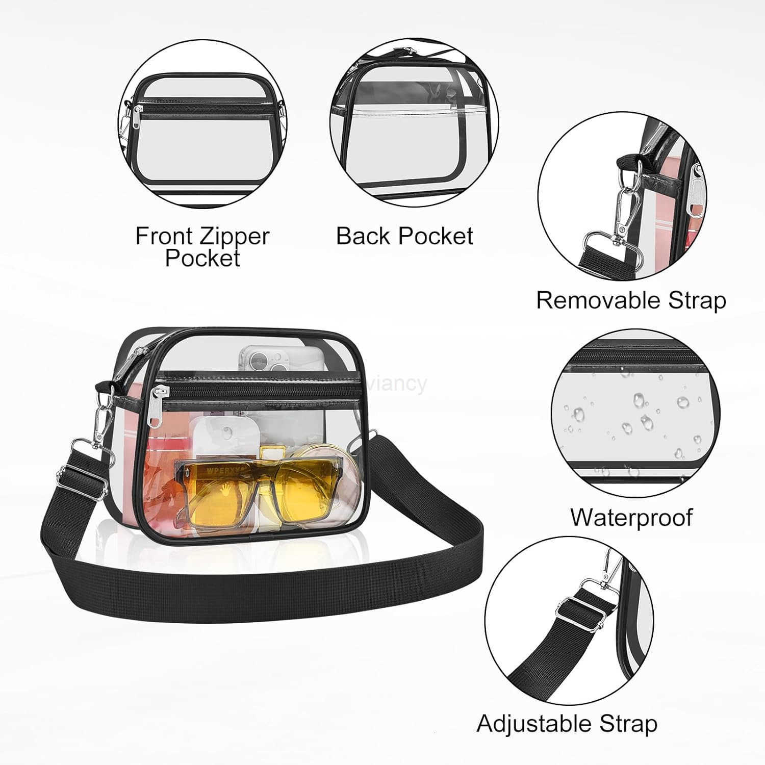Clear Bag for Stadium Events Clear Purse for Women and Men for Sports Events Concerts FestivalsW250910