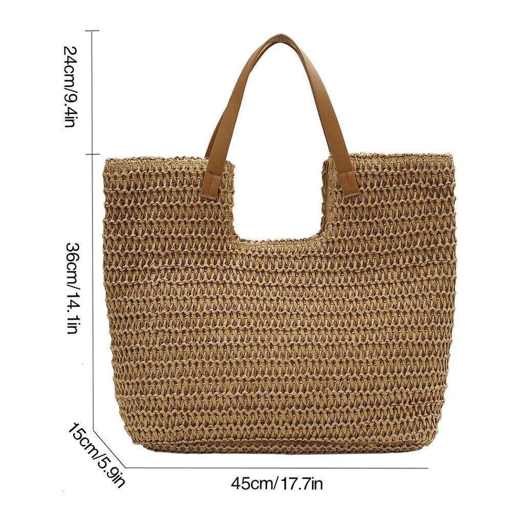 Women Tote Summer Straw Handbag Casual Weave Armpit Bags Large Capacity Underarm Solid Beach Bag For Vacation