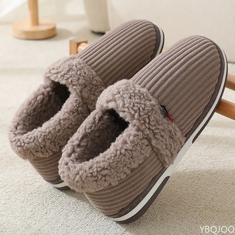 Winter Couple bag heel slippers Indoor Plush Cotton shoes Fluffy Fur non slip Slippers Men Casual Soft soled Shoes Zapatos Homme250906