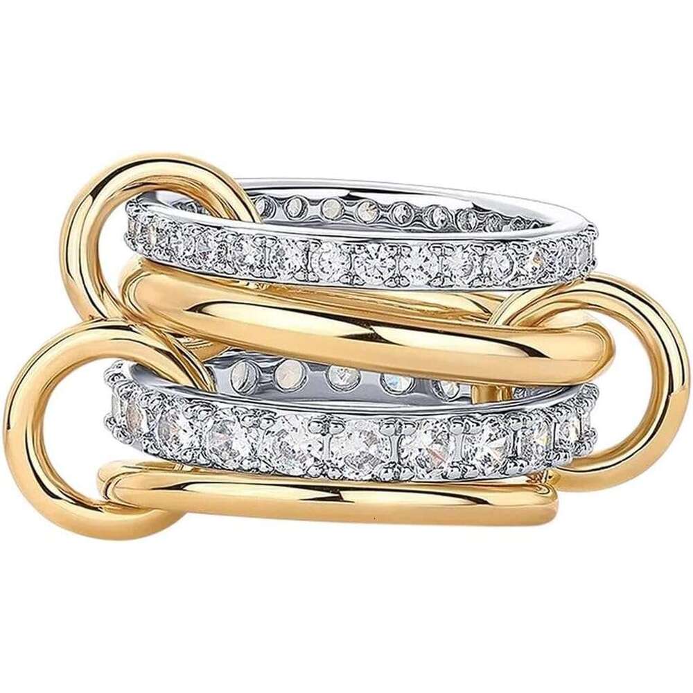 Stackable Ring Set with Cubic Zirconia Gold Plated Fashion Jewelry Gift
