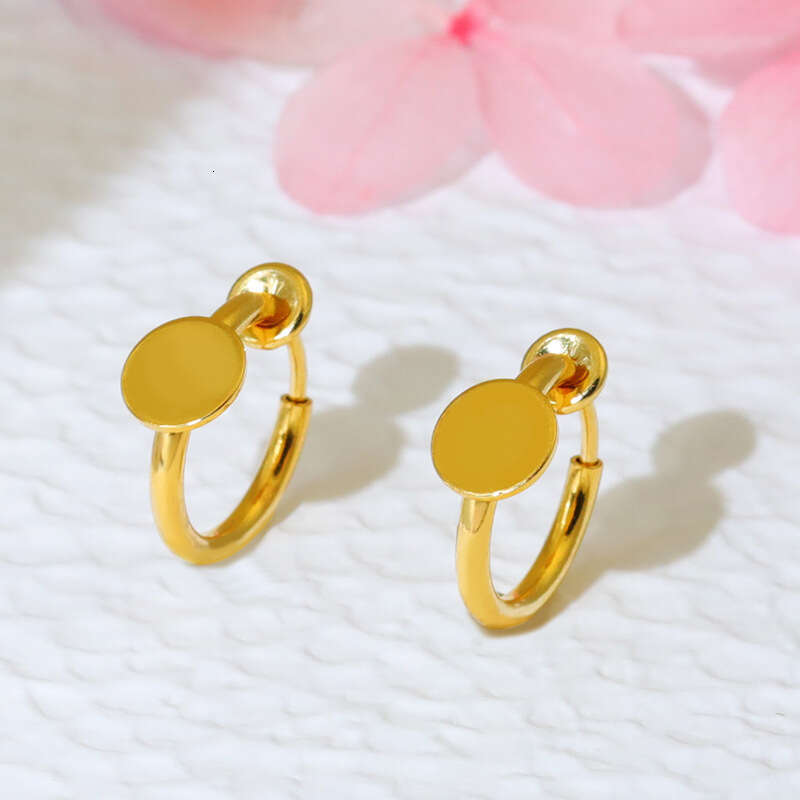 DIY Handmade Earring Accessories Copper Gold Plated Color Retention Non-Pierced Spring Ear Clips Fake Earrings