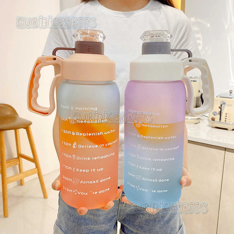 Gorgeous Gradient Space Plastic Cup Sports Water Cup Female Summer Portable Large Capacity Water Cup Straw Plastic Cup H250911