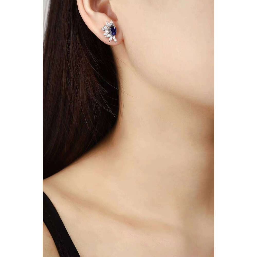 14k White Gold Ruby Moissanite Earrings D Color Marquise Cut Elegant Classic Design Custom Veet Clasp Women's Gift